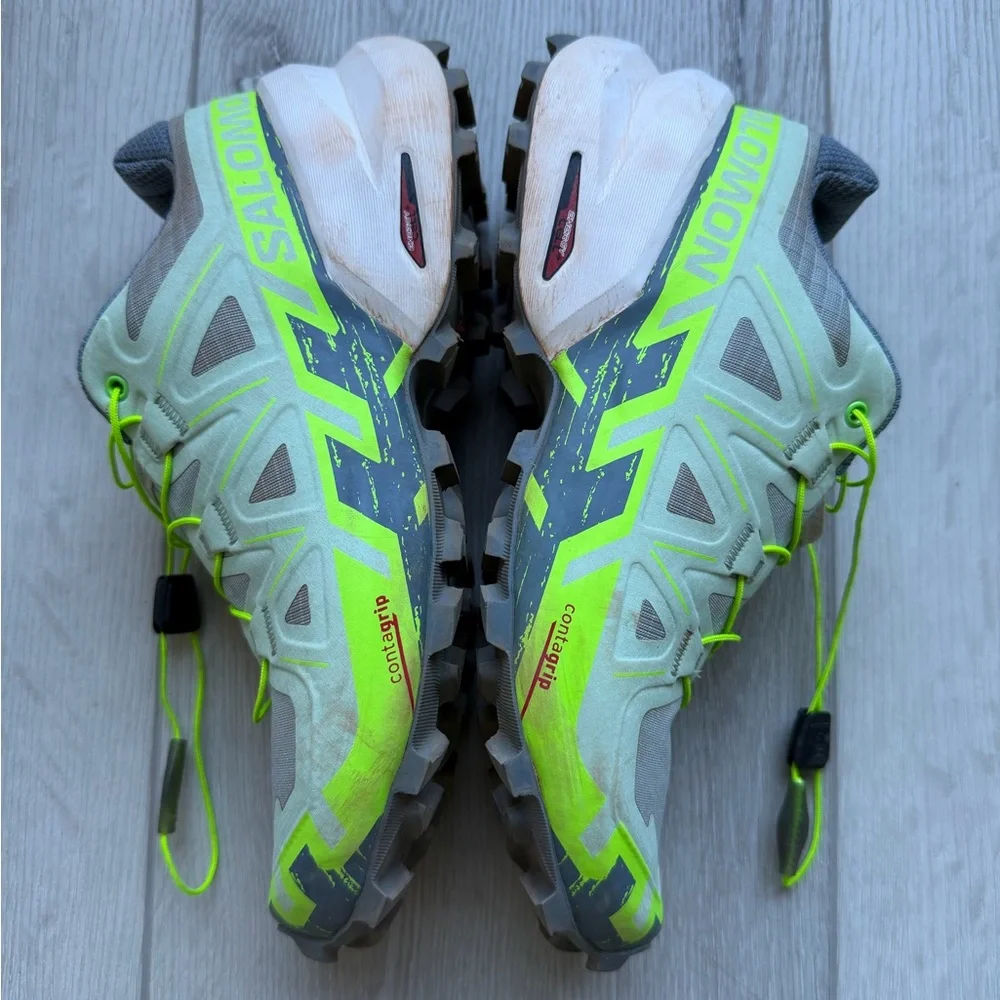 Salomon SpeedCross 6 Green and Gray Trail Running Shoes Size 7 - Picture 1 of 8